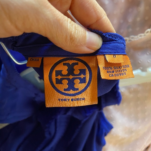Tory Burch Blue Silk Ruffle Blouse - Picture 5 of 5